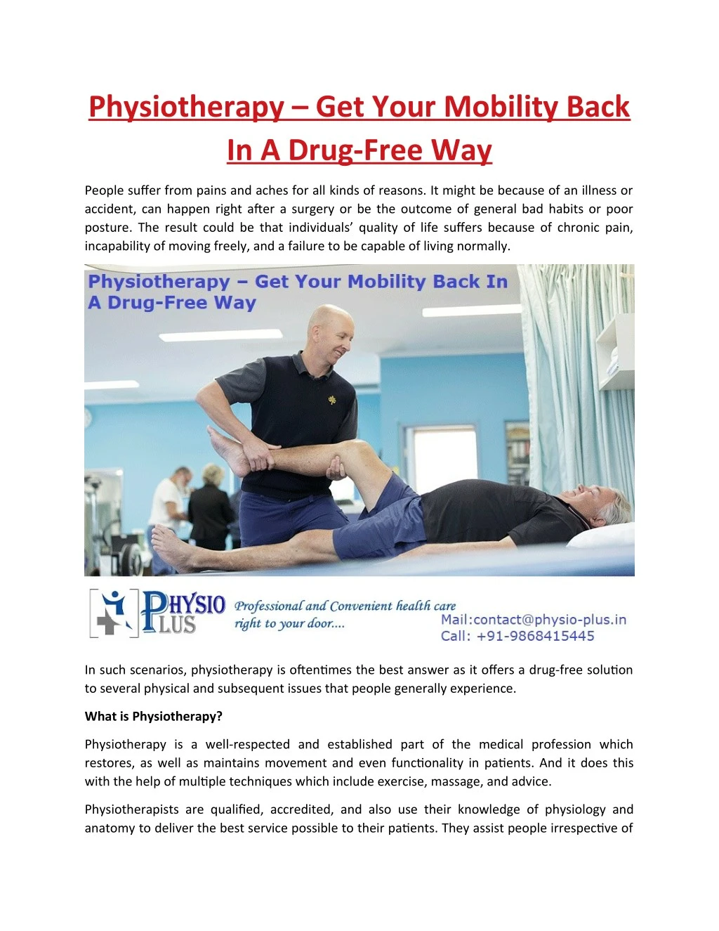 physiotherapy get your mobility back in a drug
