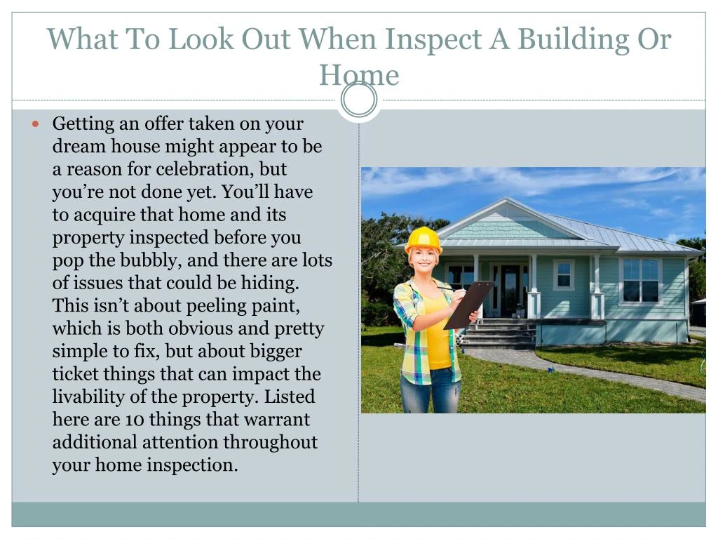 what to look out when inspect a building or home