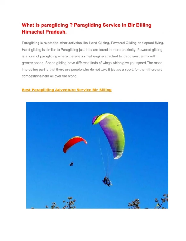 Best Paragliding Service in Bir Billing