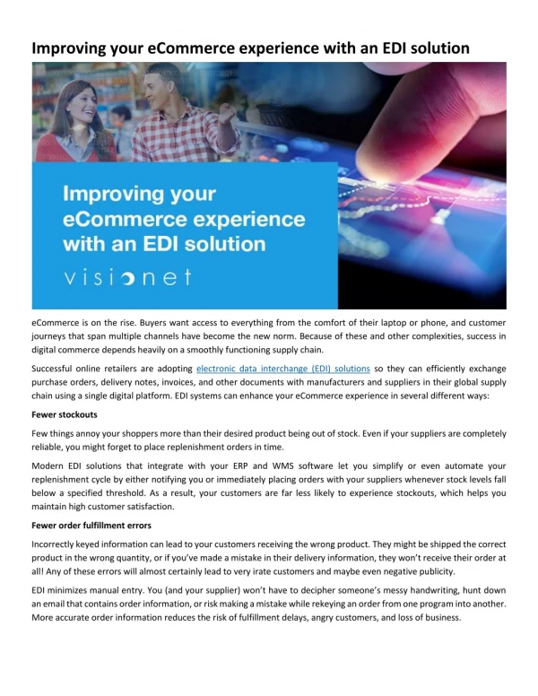 Improving your eCommerce experience with an EDI solution