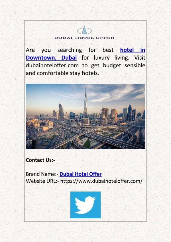 Best Hotels in Downtown Dubai for Luxury Stay at Effective Price