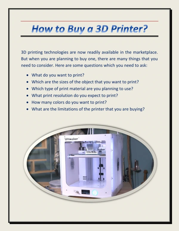 How to Buy a 3D Printer?