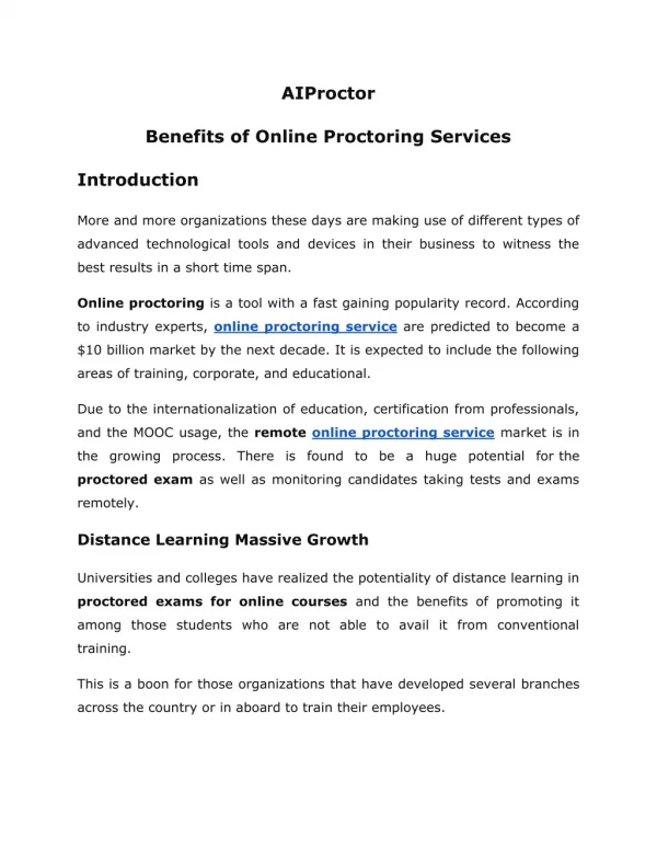 Online Proctoring Service