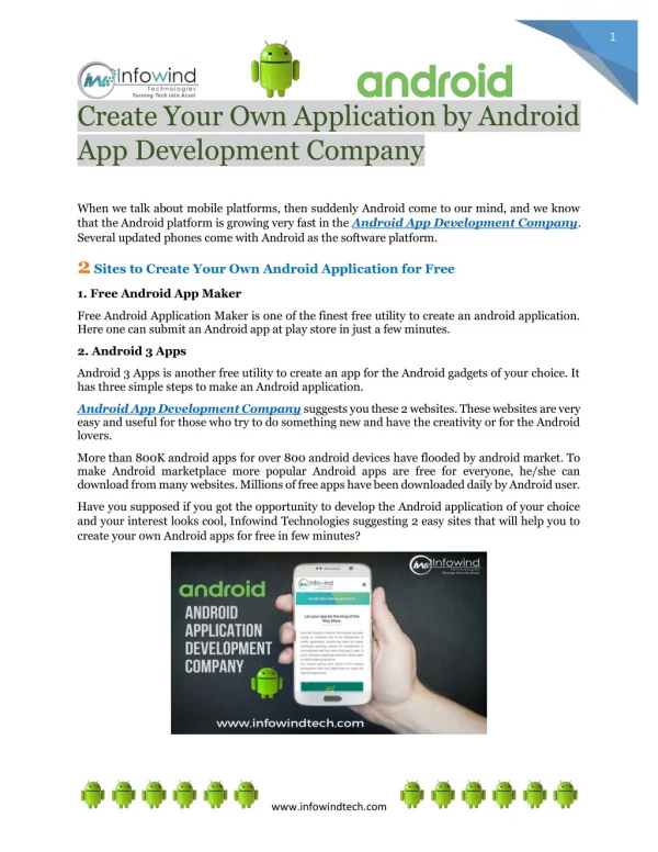 Create Your Own Application by Android App Development Company