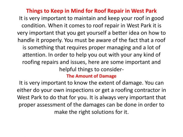 Roof Repair West Park FL | Call Now (954) 281-5579