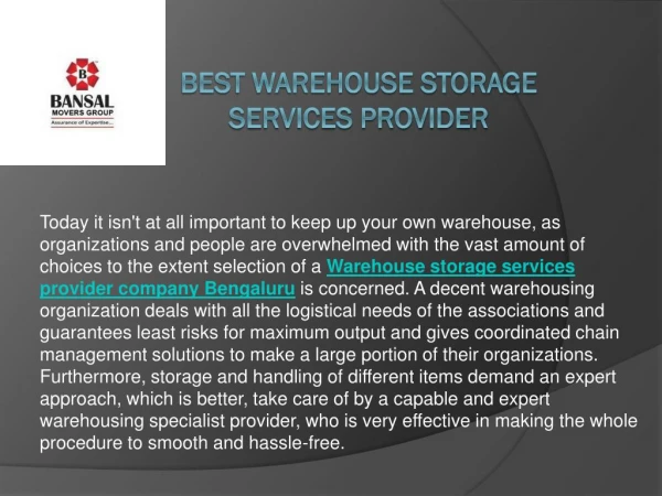 Best warehouse storage services provider