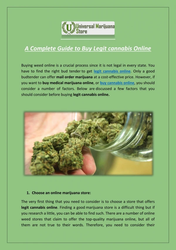 A Complete Guide to Buy Legit cannabis Online