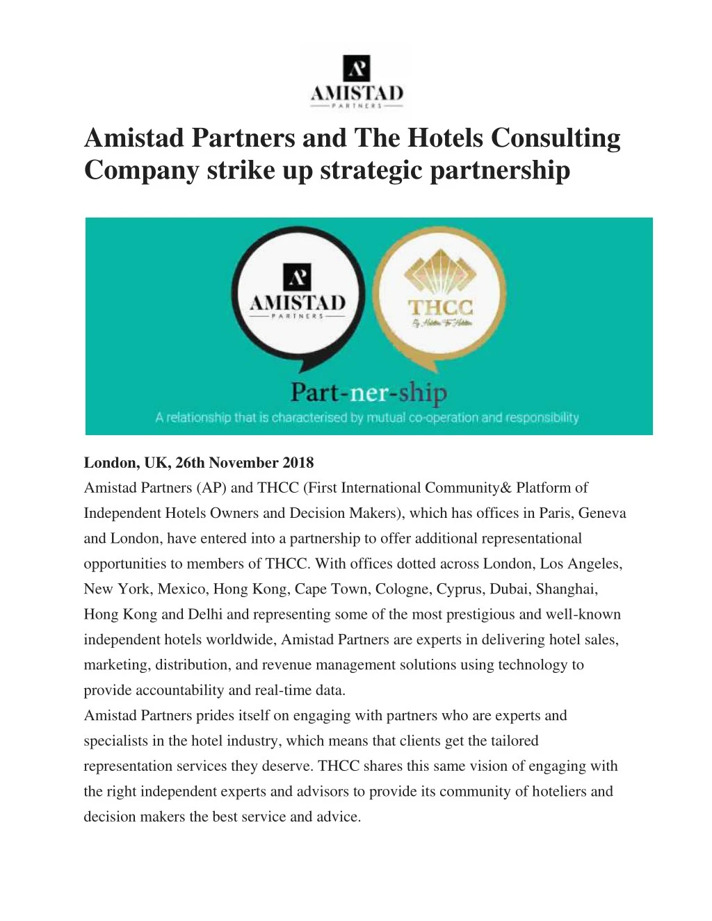amistad partners and the hotels consulting