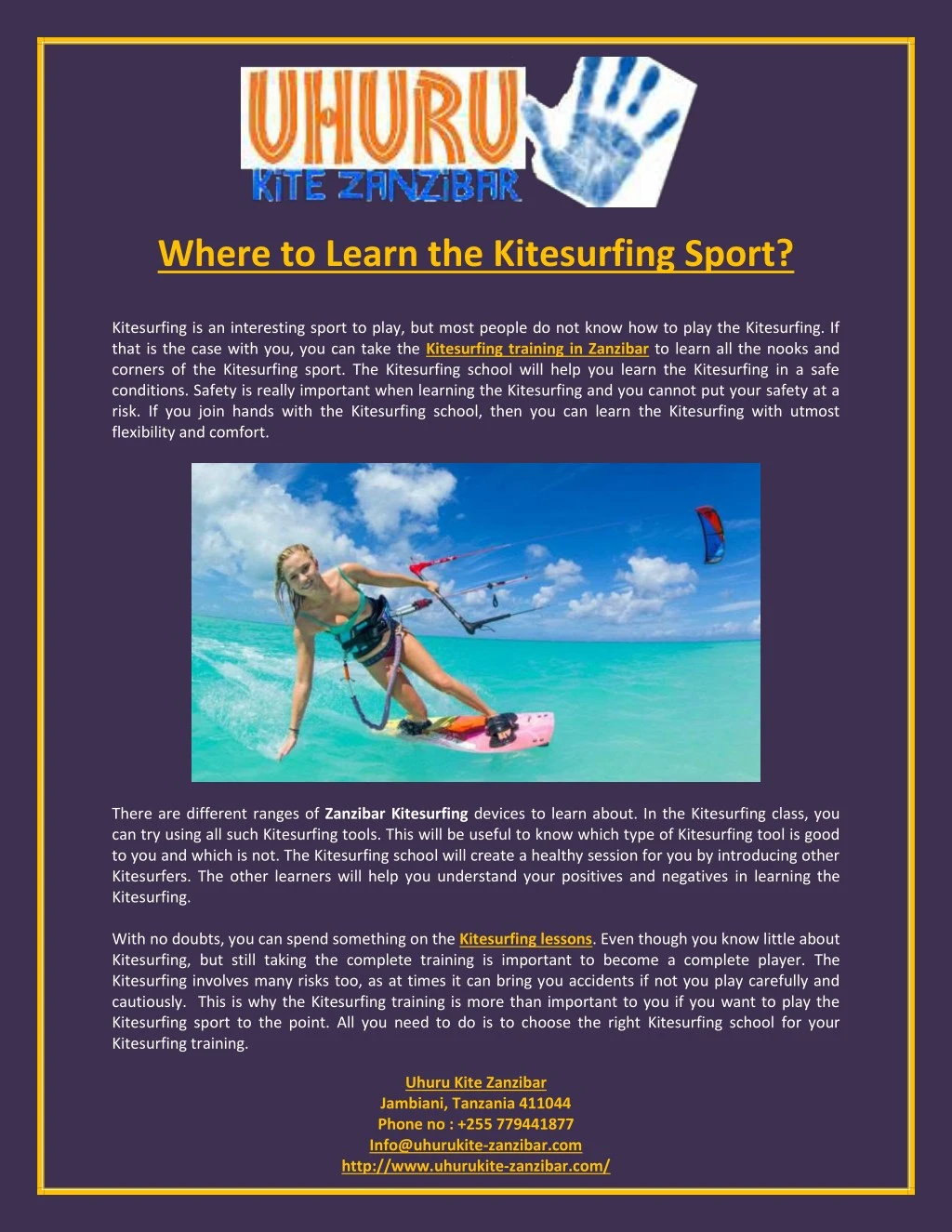 where to learn the kitesurfing sport