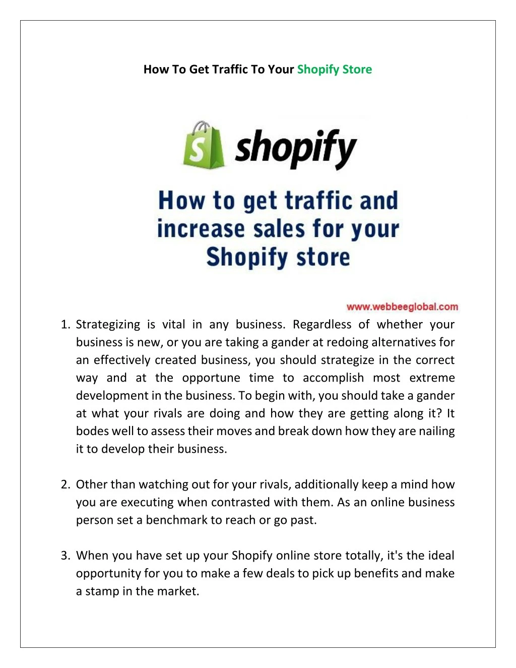 how to get traffic to your shopify store