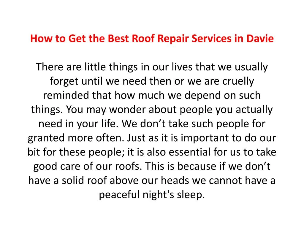 how to get the best roof repair services in davie