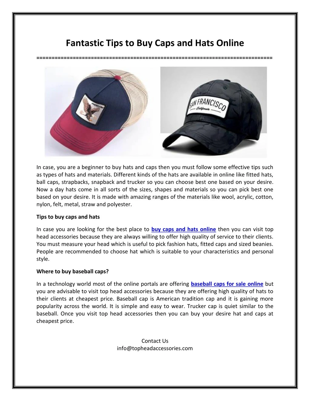 fantastic tips to buy caps and hats online