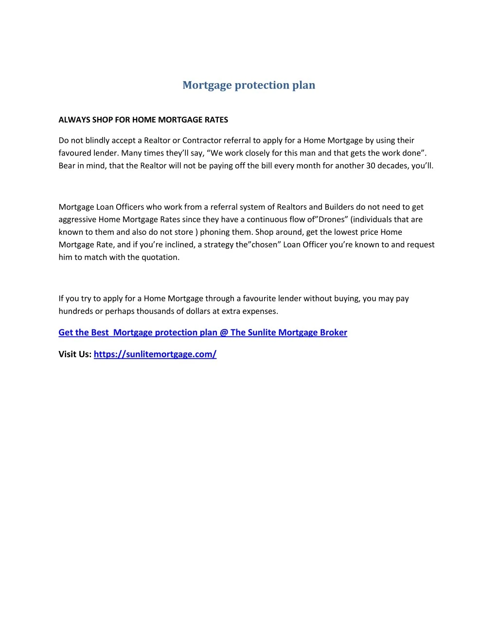 mortgage protection plan