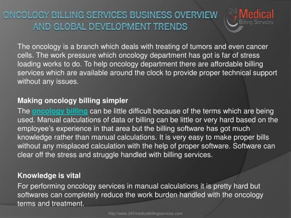 Oncology Billing Services Business Overview and Global Development Trends