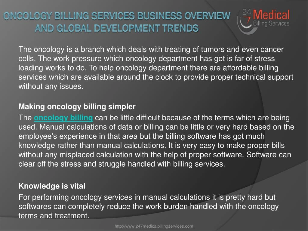 oncology billing services business overview and global development trends