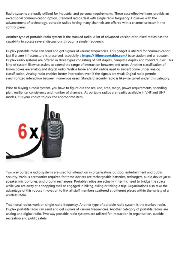 Portable Radio Systems - Cost-effective Gizmos to Enhance Communication