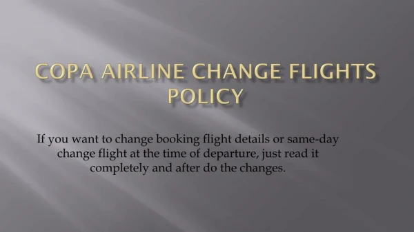Copa Airline Same-day Change Flight
