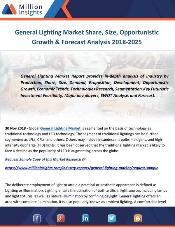 General Lighting Market Share, Size, Opportunistic Growth & Forecast Analysis 2018-2025