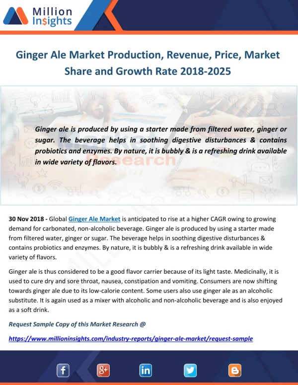 Ginger Ale Market Production, Revenue, Price, Market Share and Growth Rate 2018-2025