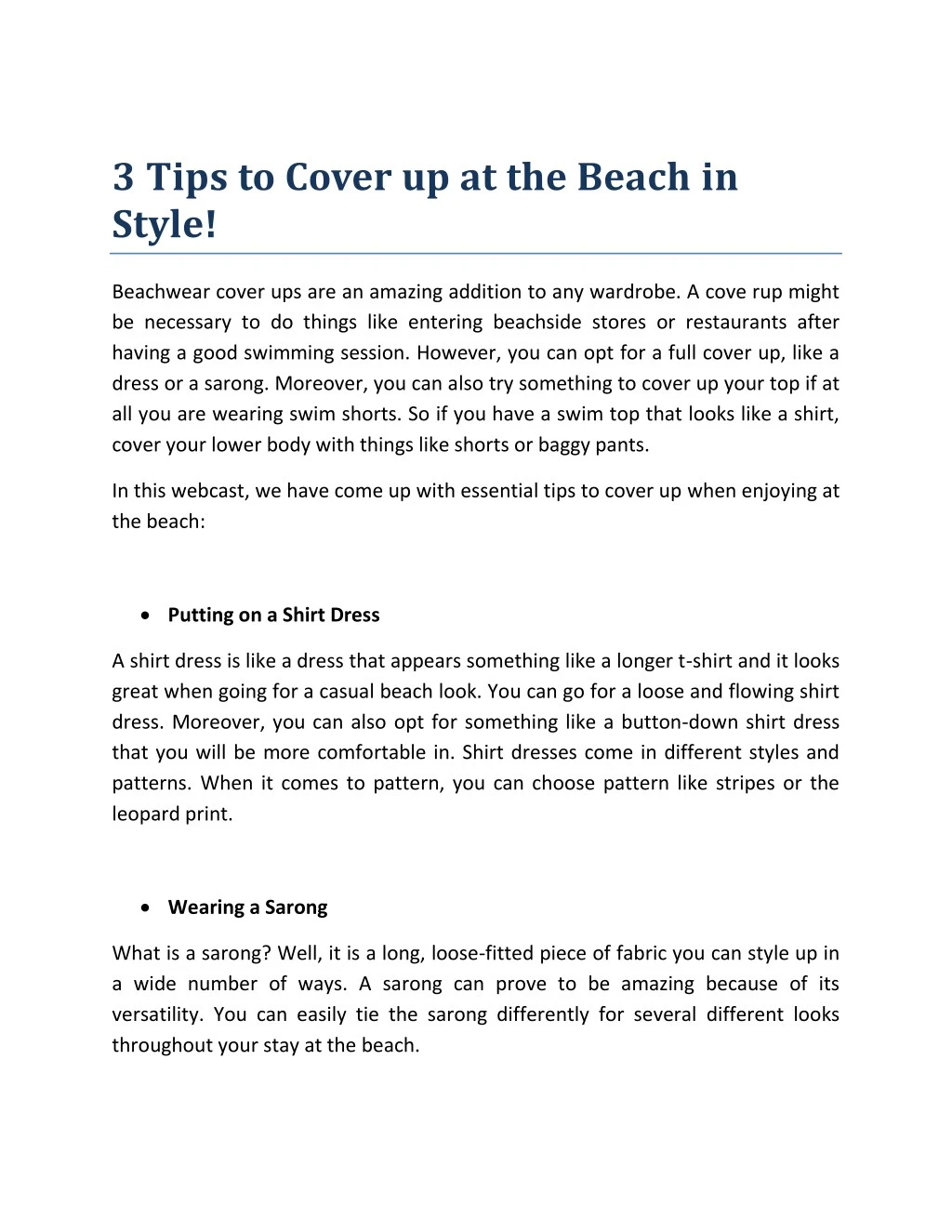 3 tips to cover up at the beach in style