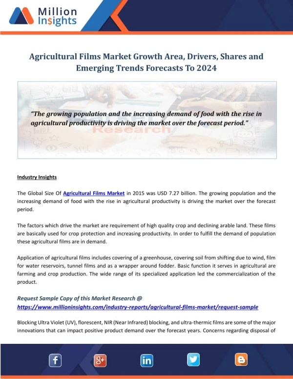 Agricultural Films Market Growth Area, Drivers, Shares and Emerging Trends Forecasts To 2024