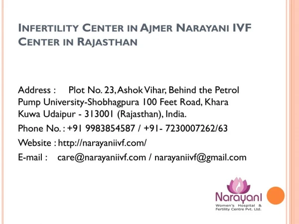 Infertility Center in Ajmer Narayani IVF Center in Rajasthan