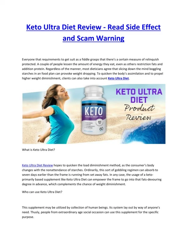 Keto Ultra Diet REVIEWS : "WARNING" (Updated 2018)