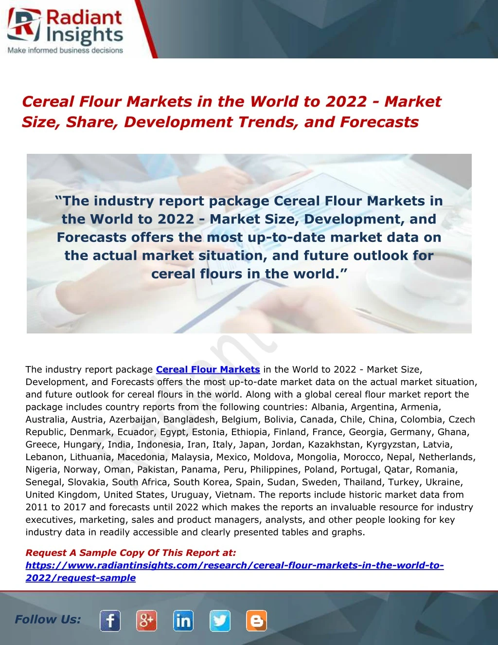 cereal flour markets in the world to 2022 market
