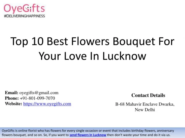 Top 10 Best Flowers Bouquet For Your Love In Lucknow