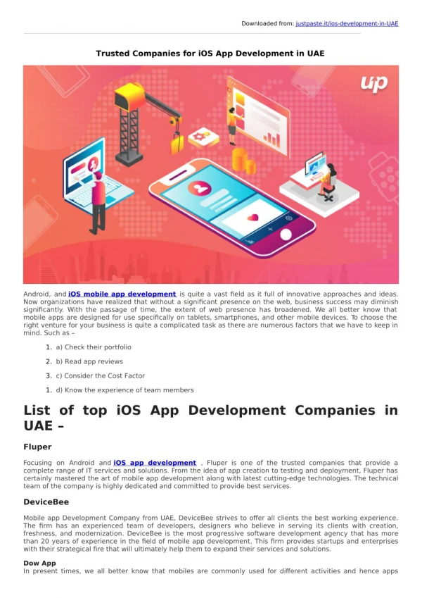 Choose Your Trusted Companies for iOS App Development in UAE