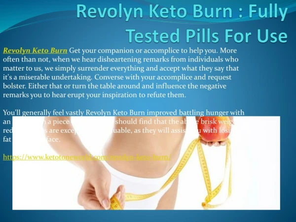 Revolyn Keto Burn : Fully Tested Pills For Use