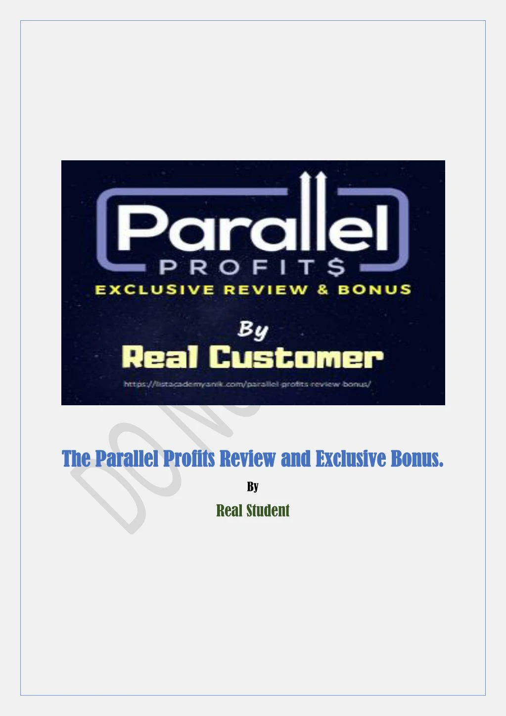 the parallel profits review and exclusive bonus