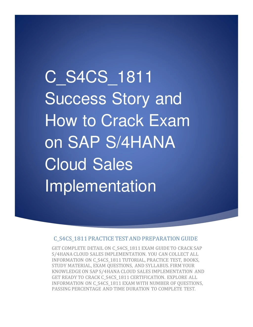c s4cs 1811 success story and how to crack exam