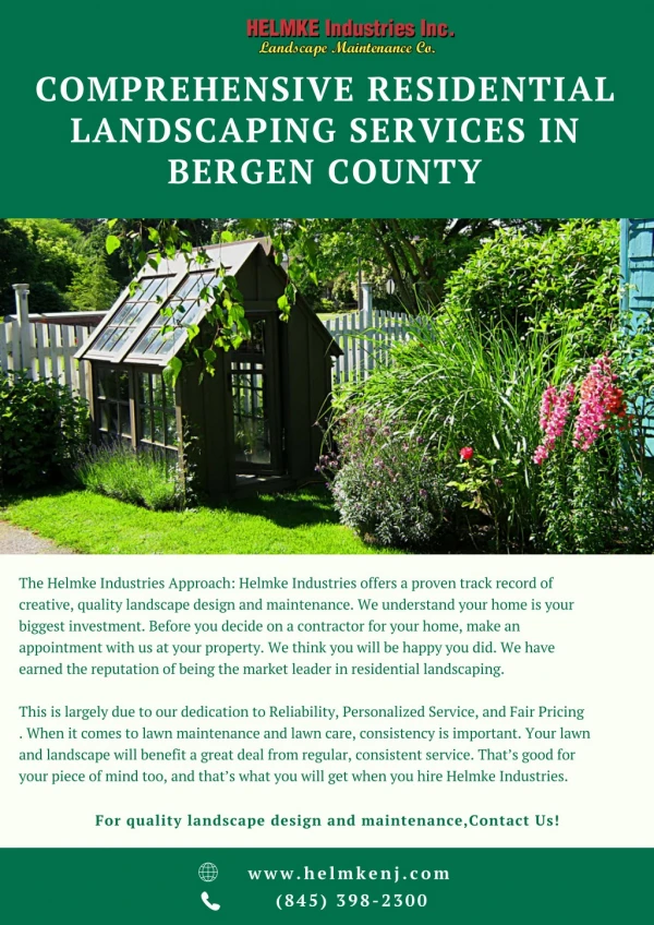 Comprehensive Residential Landscaping Services In Bergen County