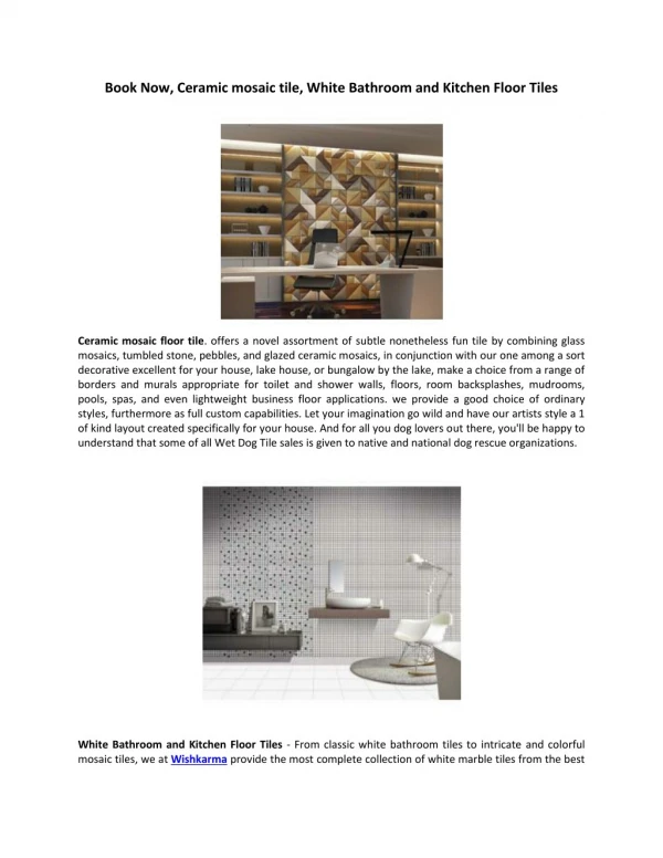 Book Now, Ceramic mosaic tile, White Bathroom and Kitchen Floor Tiles