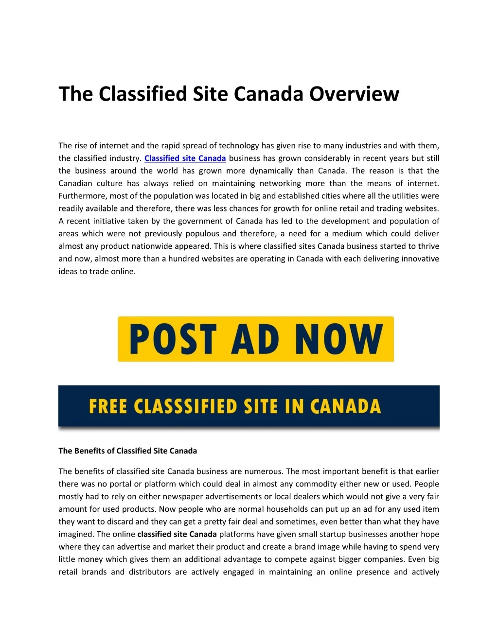 the classified site canada overview