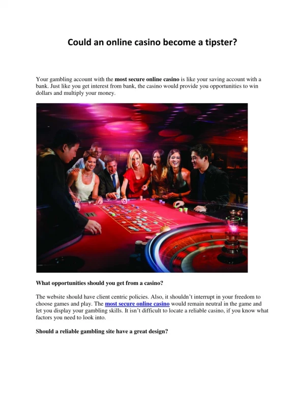 Could an online casino become a tipster?