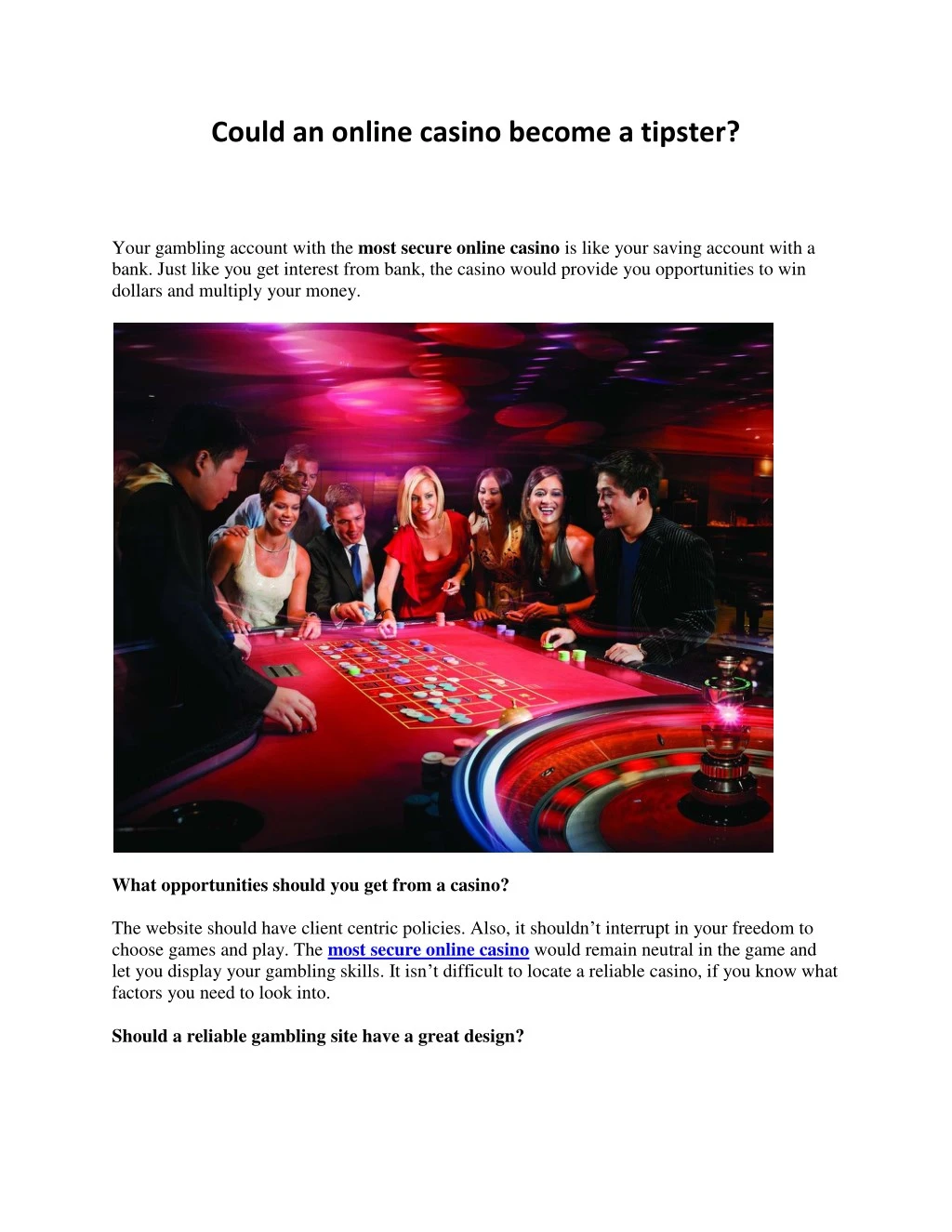 could an online casino become a tipster