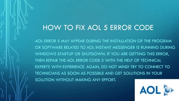 How to Fix Aol 5 Error Code -1844*964*2969 Customer service help