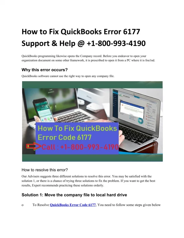 How To Resolve QuickBooks Error Code 6177