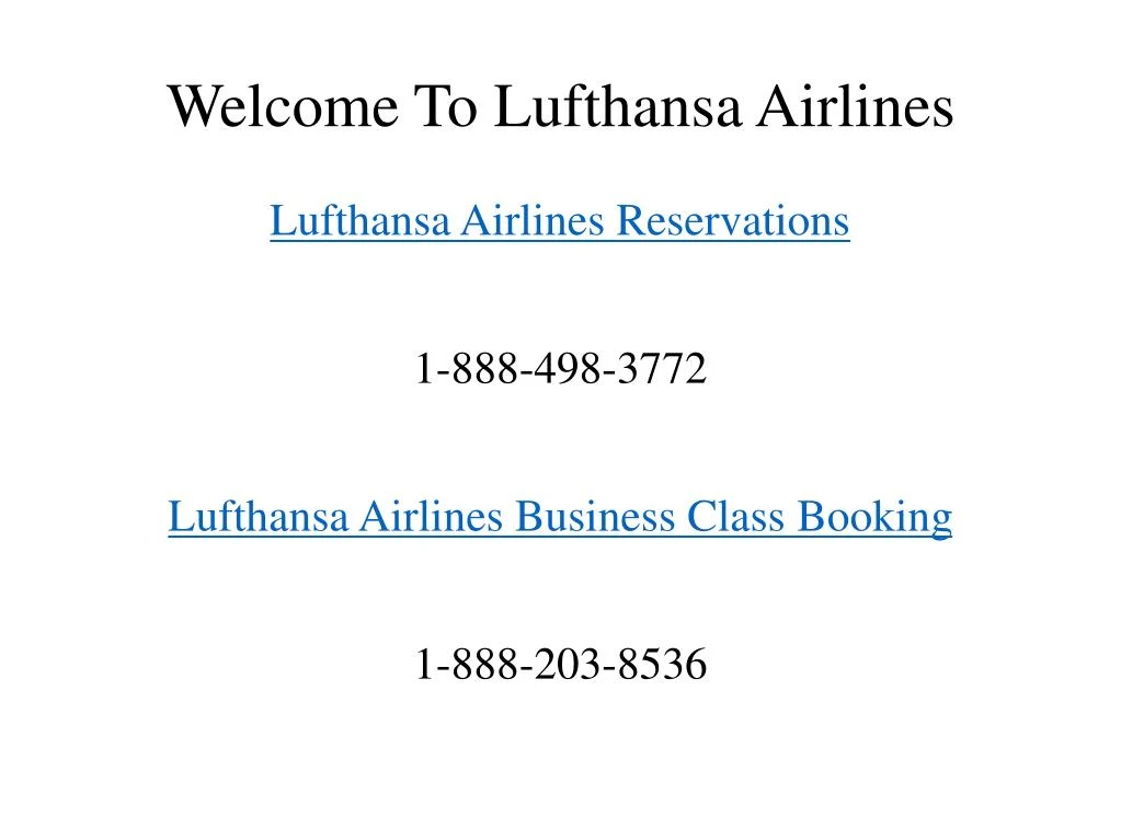welcome to lufthansa airlines