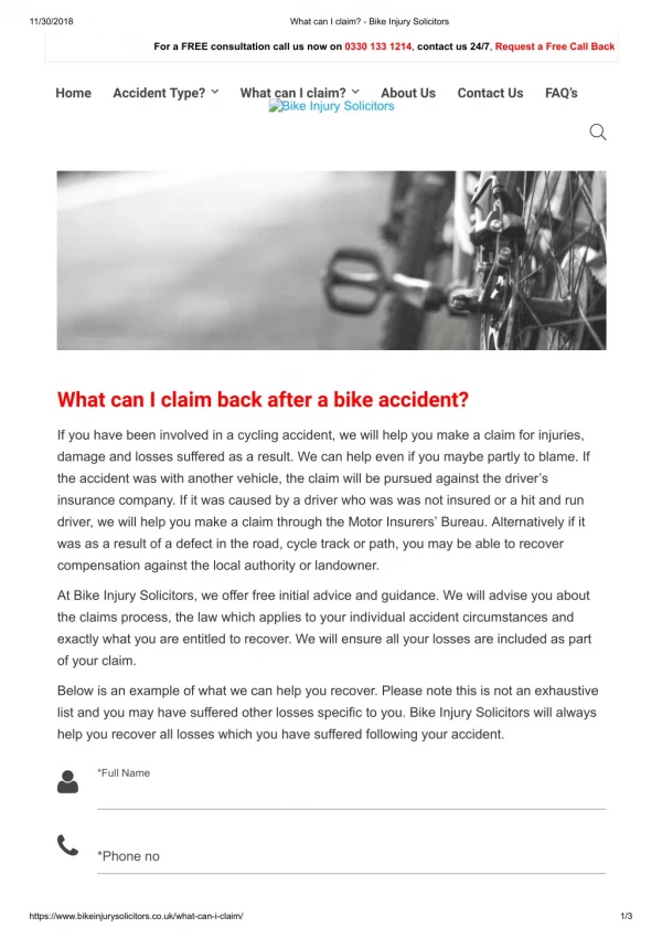 What can I claim back after a bike accident?