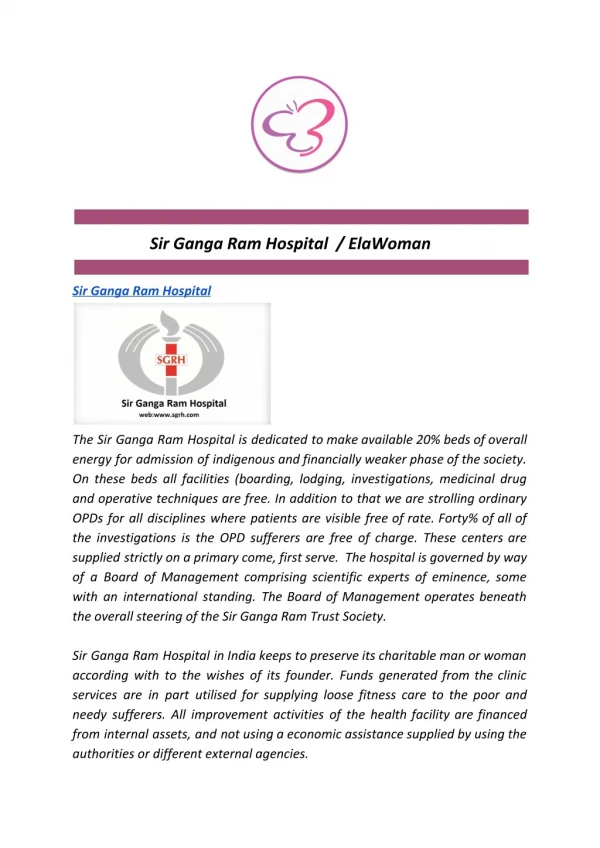 Sir Ganga Ram Hospital / ElaWoman