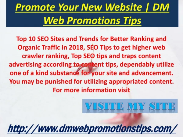 Promote Your New Website | DM Web Promotions Tips