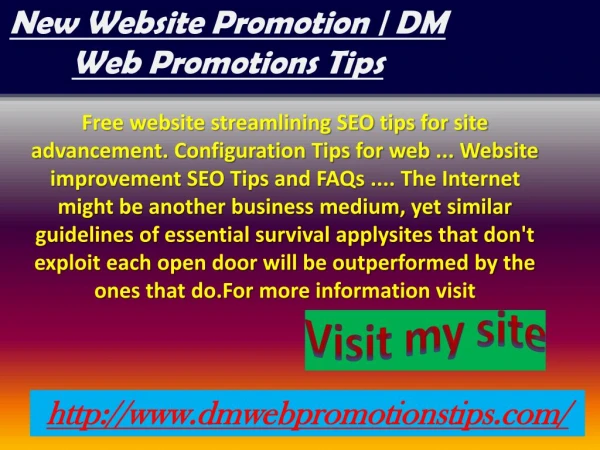 New Website Promotion | DM Web Promotions Tips