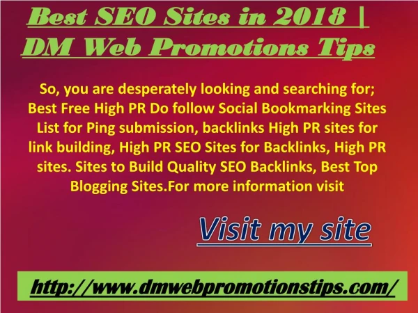 Best SEO Sites in 2018 | DM Web Promotions Tips