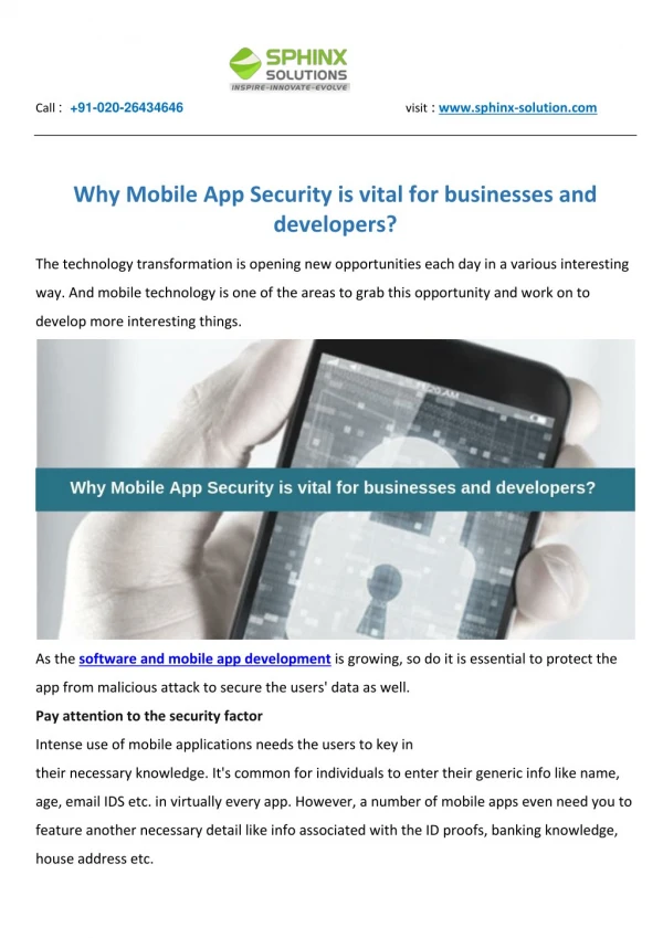 Why Mobile App Security is vital for businesses and developers