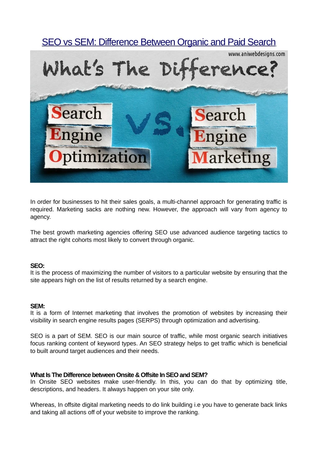 seo vs sem difference between organic and paid