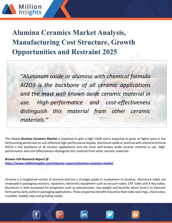 Alumina Ceramics Market Outlook 2025: Global Analysis of Huge Profit with Marginal Revenue Forecast