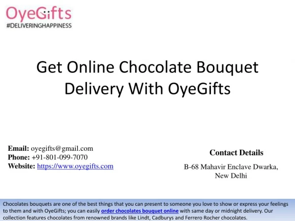 Get Online Chocolate Bouquet Delivery With OyeGifts